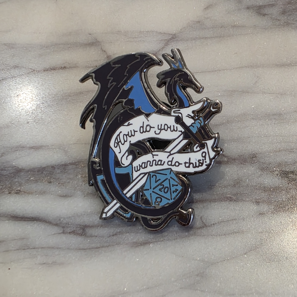 Dragon Enamel Pin - Black and Blue
